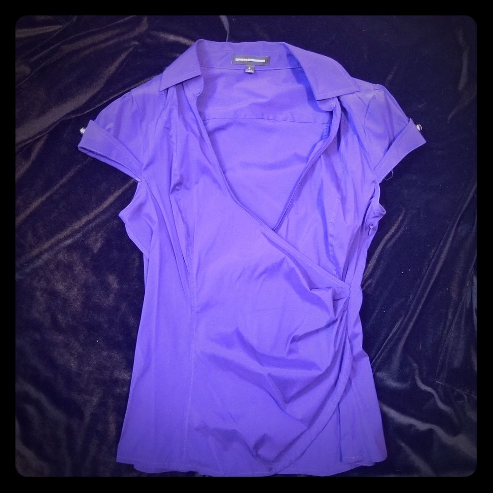 Express faux wrap short sleeve top